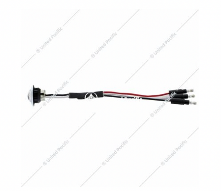 3 LED Dual Function Mini Clearance/Marker Light With Bezel - Amber LED/Clear Lens